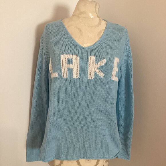 NEW Simply Southern Everyday Sweater in Blue LAKE Design S/M CABINCORE PREPPY - Picture 3 of 4